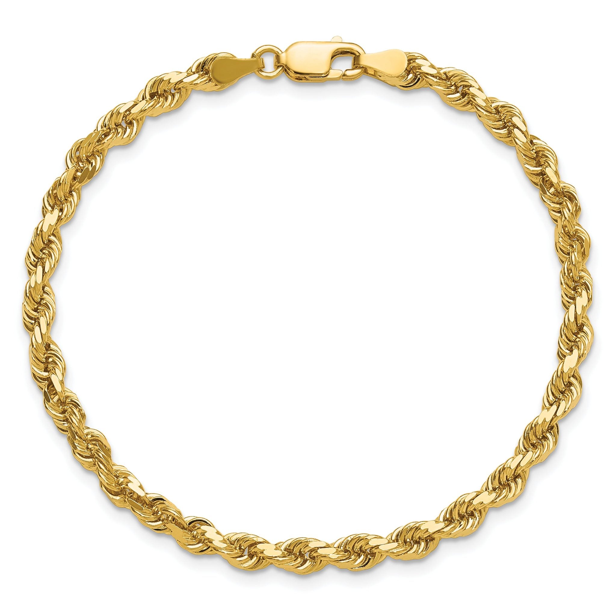 14K 7 inch 4mm Diamond-cut Rope with Lobster Clasp Chain