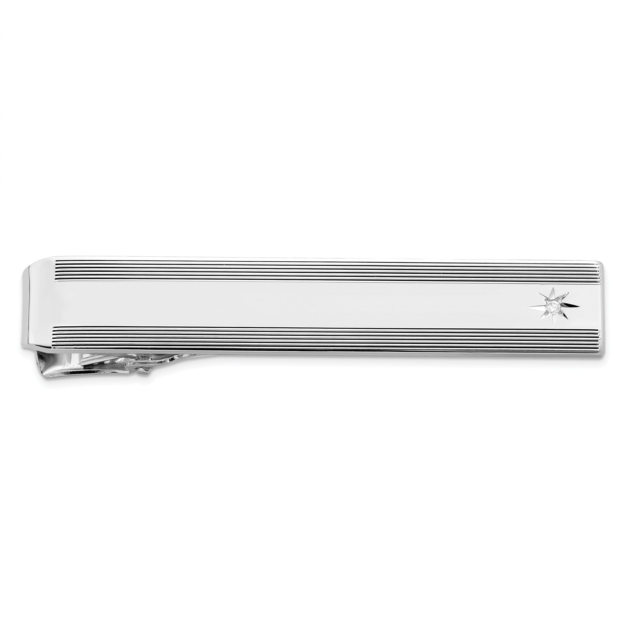 Kelly Waters Rhodium-plated .01 Ct. Diamond Engraveable Tie Bar Main image