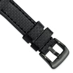 Carbon Fiber Watch Band in Black Leather, 24mm