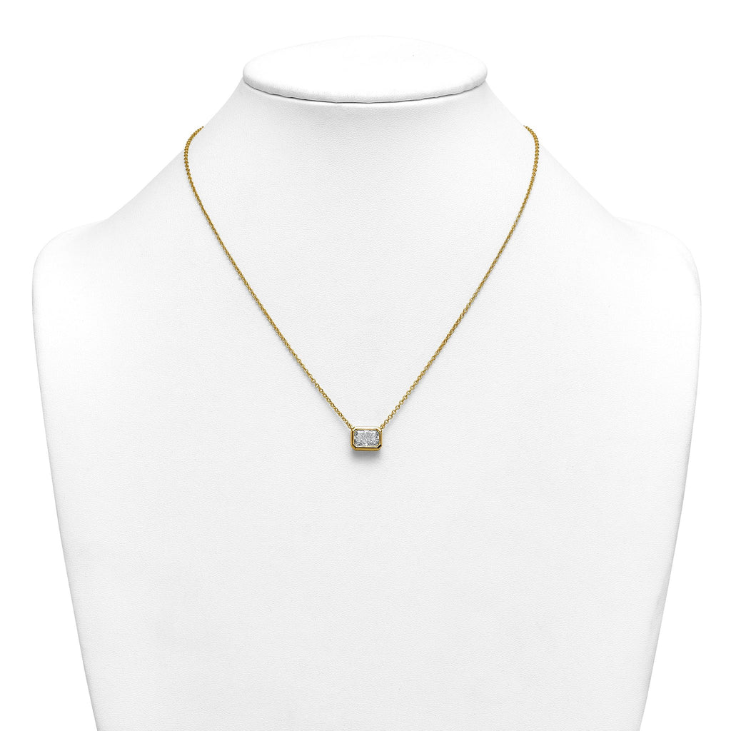 14ky Radiant Certified Lab Grown VS/SI+ G+ Complete Diamond Pendant with Ch