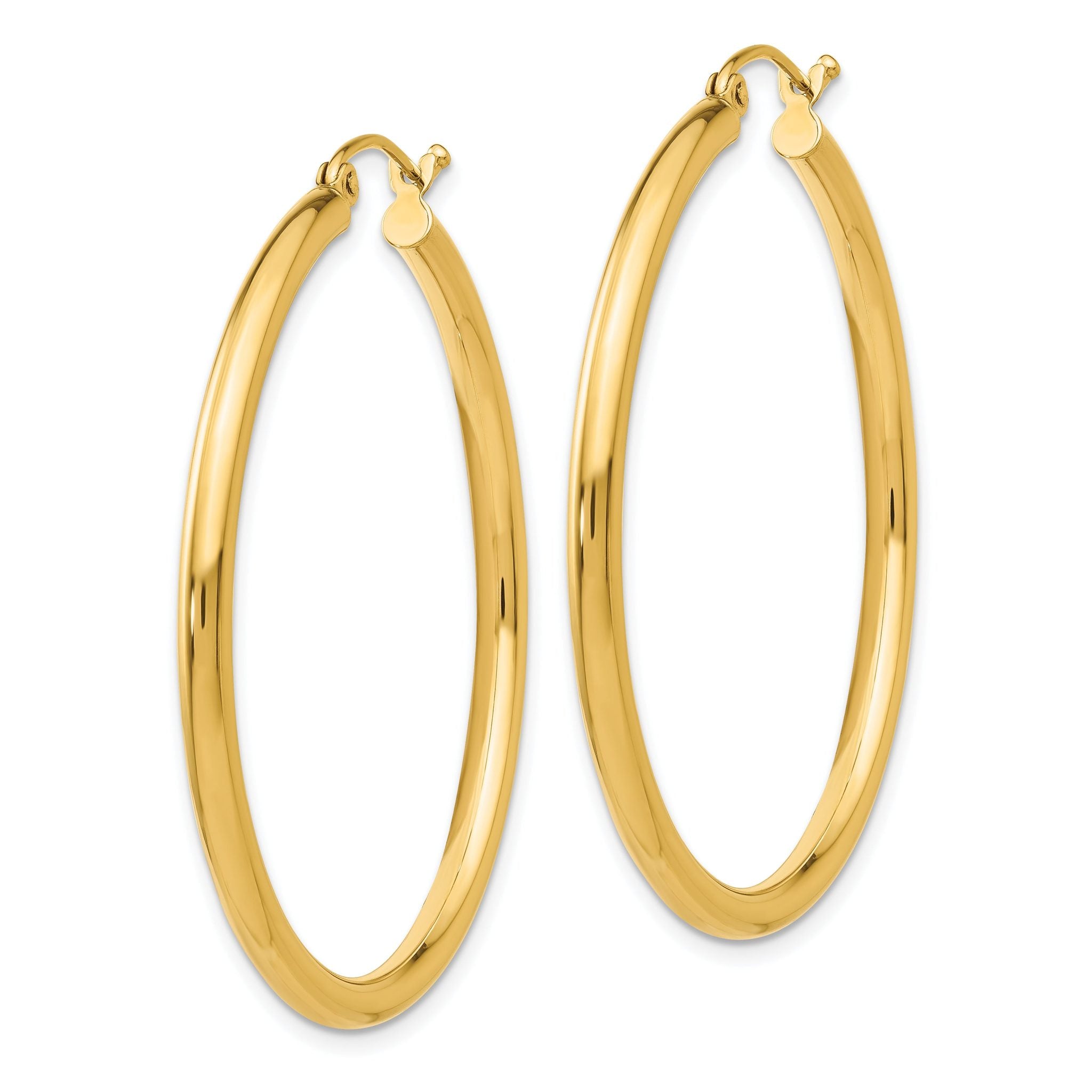 10K Polished 2.5mm Lightweight Tube Hoop Earrings Secondary image