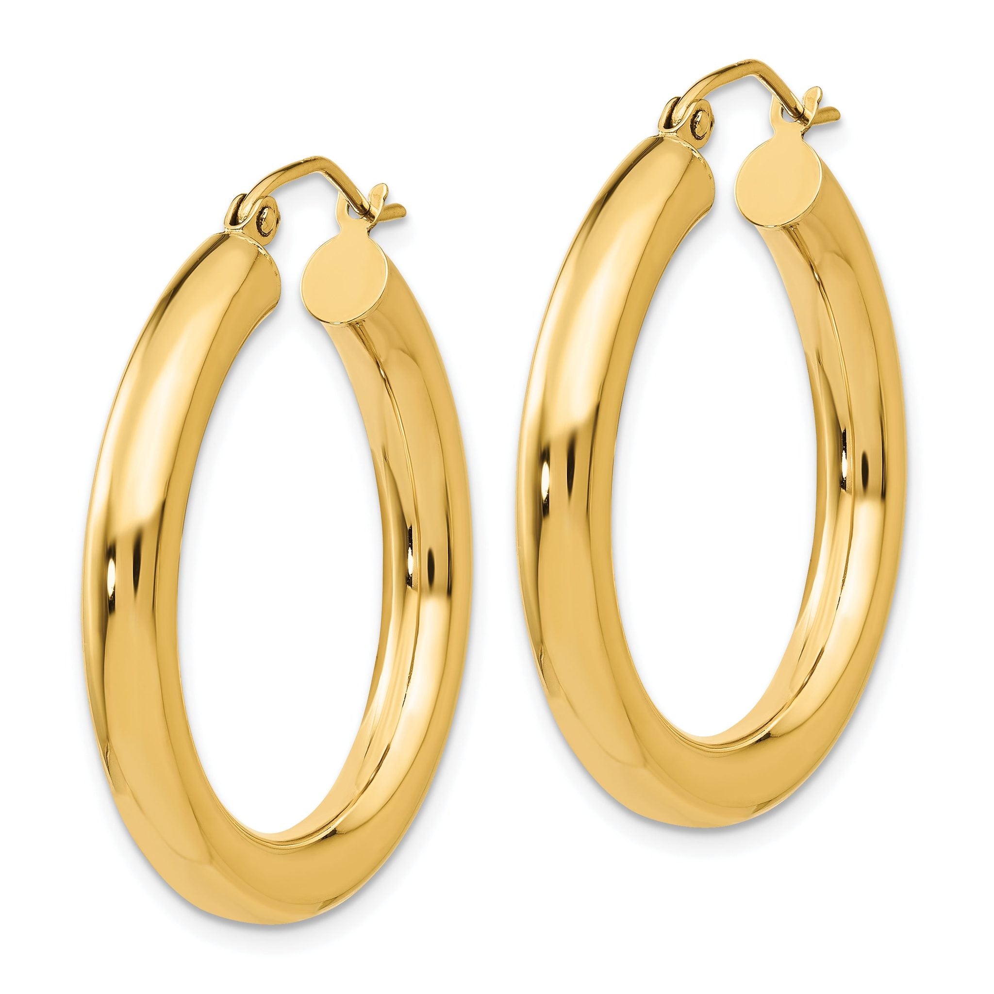 10K Gold Polished Tube Hoop Earrings 4mm Elegant WomenÃÂ¢Ã¢âÂ¬Ã¢âÂ¢s Jewelry Secondary image