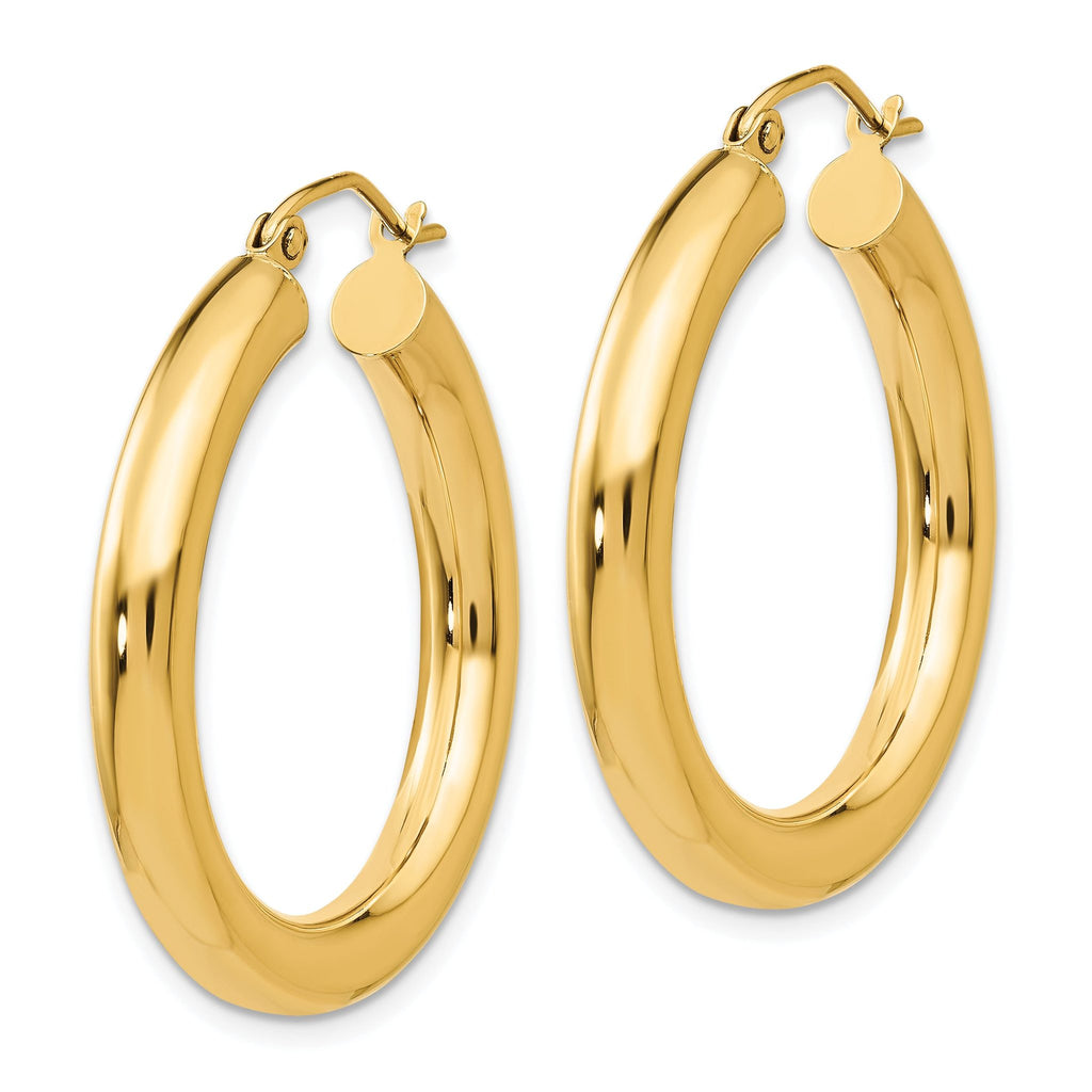 10K Gold Polished Tube Hoop Earrings 4mm Elegant WomenÃÂ¢Ã¢âÂ¬Ã¢âÂ¢s Jewelry