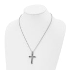 Chisel Stainless Steel Brushed and Polished Black IP-plated with CZ Cross Pendant on a 20 inch Ball Chain Necklace