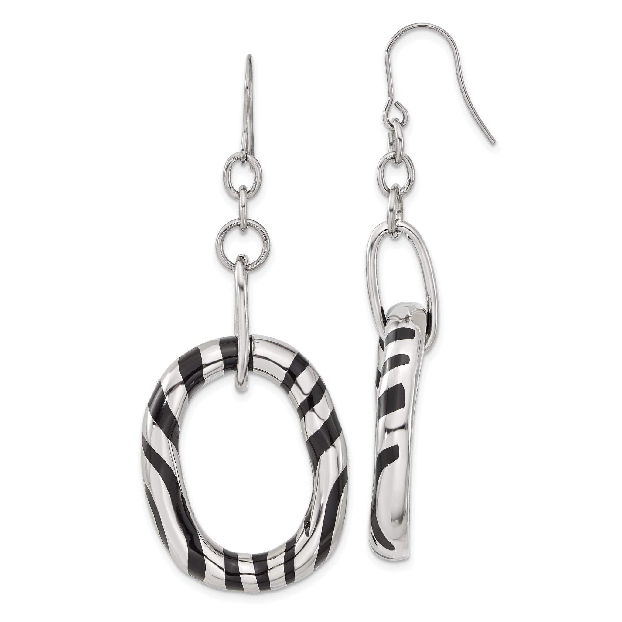 Stainless Steel Enamel Polished Oval Drop Dangle Earrings for Women Main image