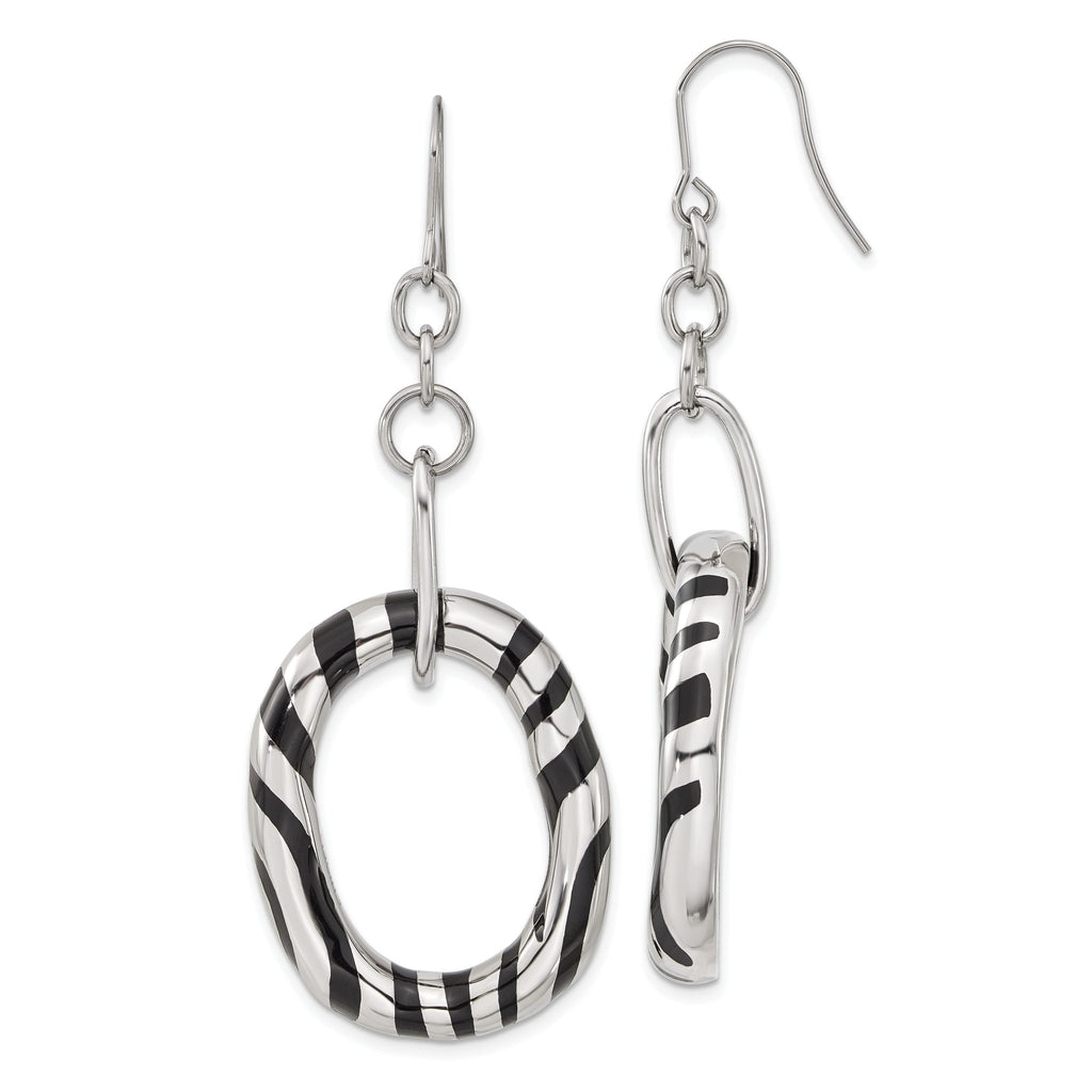 Stainless Steel Enamel Polished Oval Drop Dangle Earrings for Women