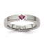 Edward Mirell Titanium Tension-set Square Rhodolite Garnet Brushed 4mm Band