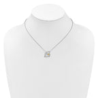 Cheryl M Sterling Silver Rhodium and Gold-plated Polished CZ Cow 16 Inch with 2 Inch Extension Necklace