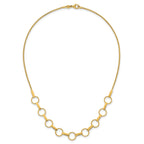14K Polished and Textured Circles and Bars 17.5 inch Necklace