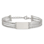 Stainless Steel Polished Multi Strand ID Bracelet with . Extension for Women