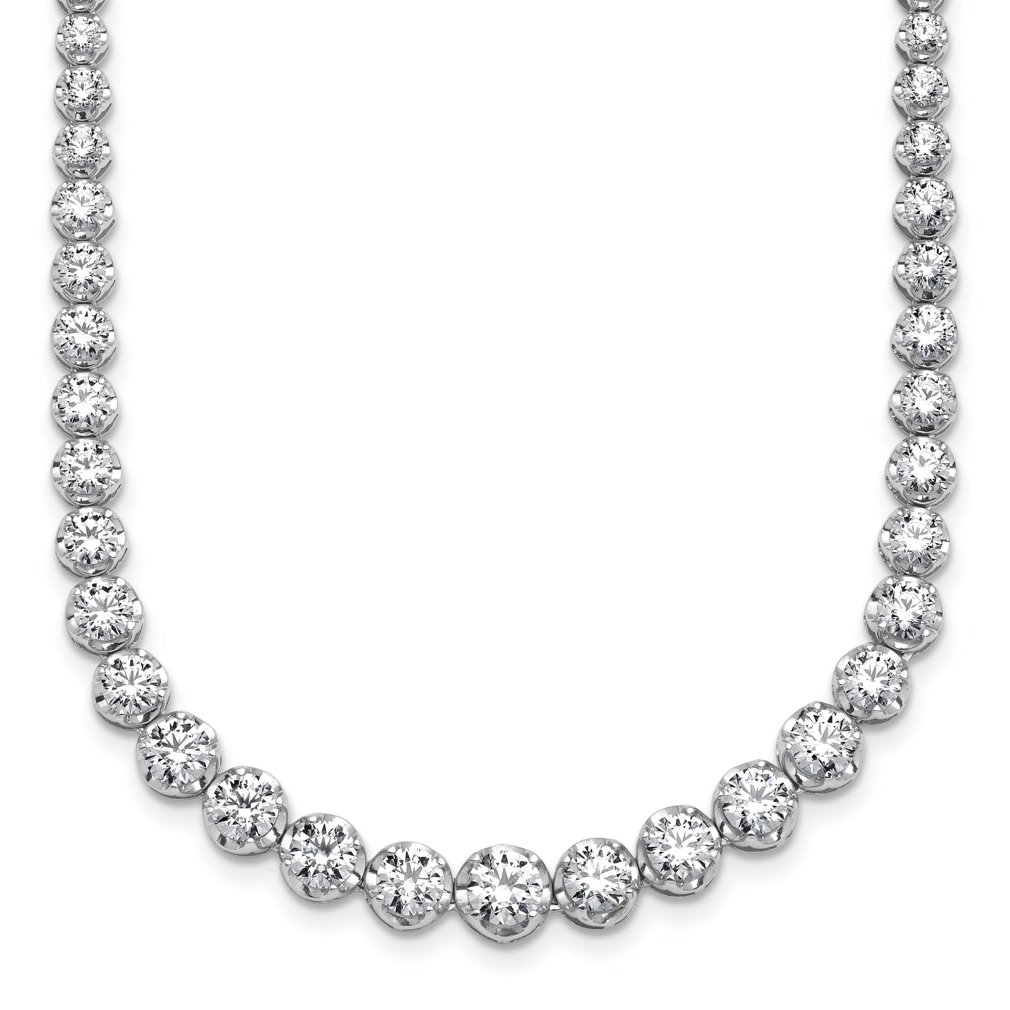 14k White Gold 10 1/2 carat Lab Grown Diamond VS+ F+ Complete Round 16 inch Graduated Tennis Necklace Main image