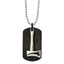 Chisel Stainless Steel Brushed and Polished Black IP-plated Dog Tag with Axe Pendant on a 24 inch Ball Chain Necklace