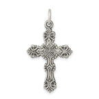 Sterling Silver 925 Antiqued Cross Pendant with Polished Finish Solid, Vintage-Inspired Design
