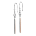 Sterling Silver 925 Multi-Strand Dangle Earrings with Rose & Black Accents