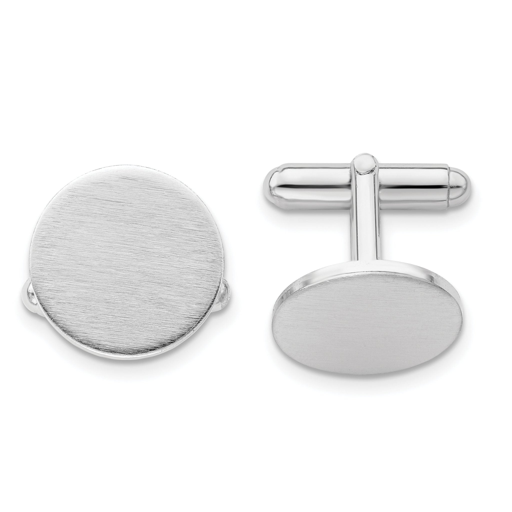 Rhodium-Plated Satin Engravable Cuff Links by Kelly Waters