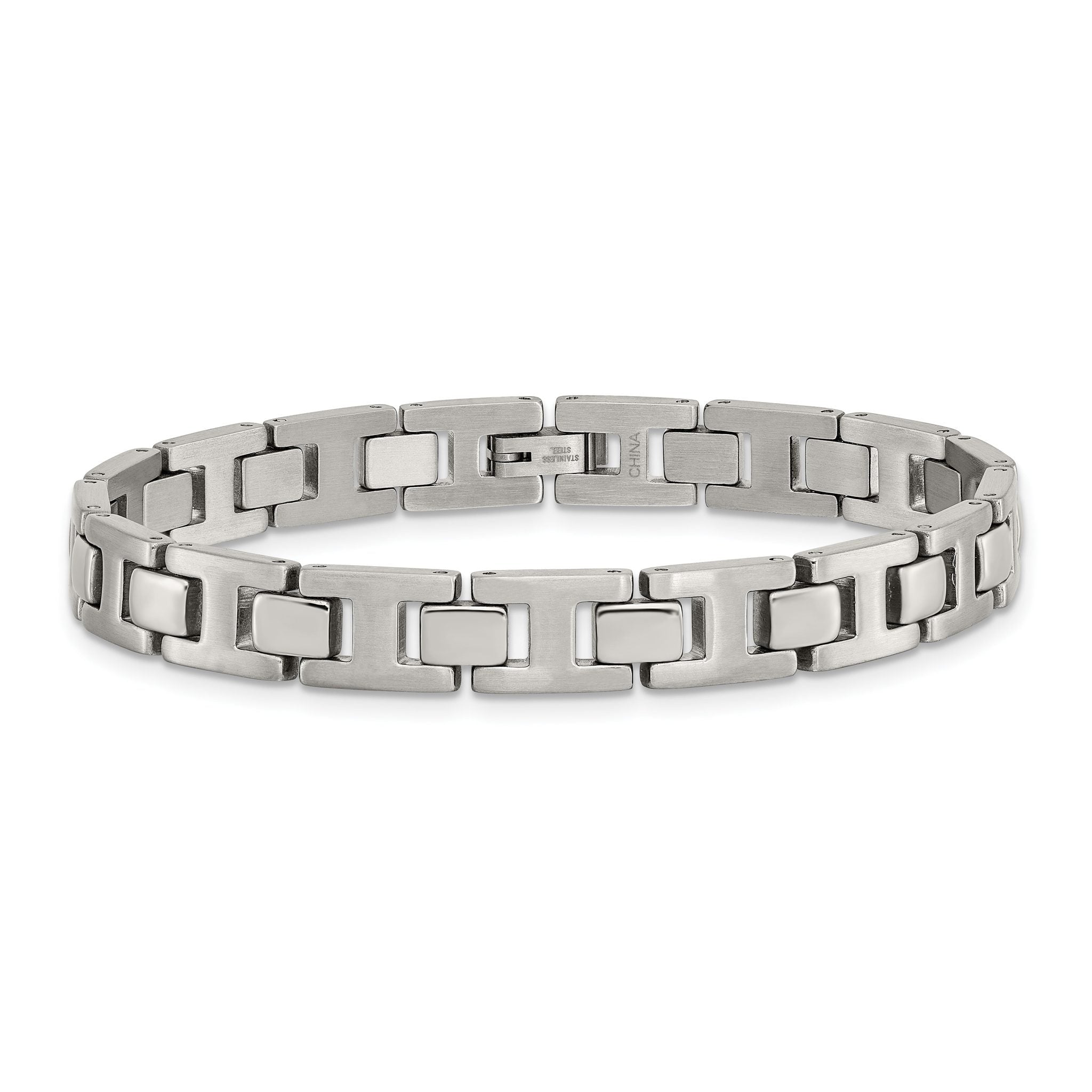 Stainless Steel Brushed and Polished Link Bracelet for Men