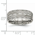 Grooved Wedding Band in Titanium, 8mm