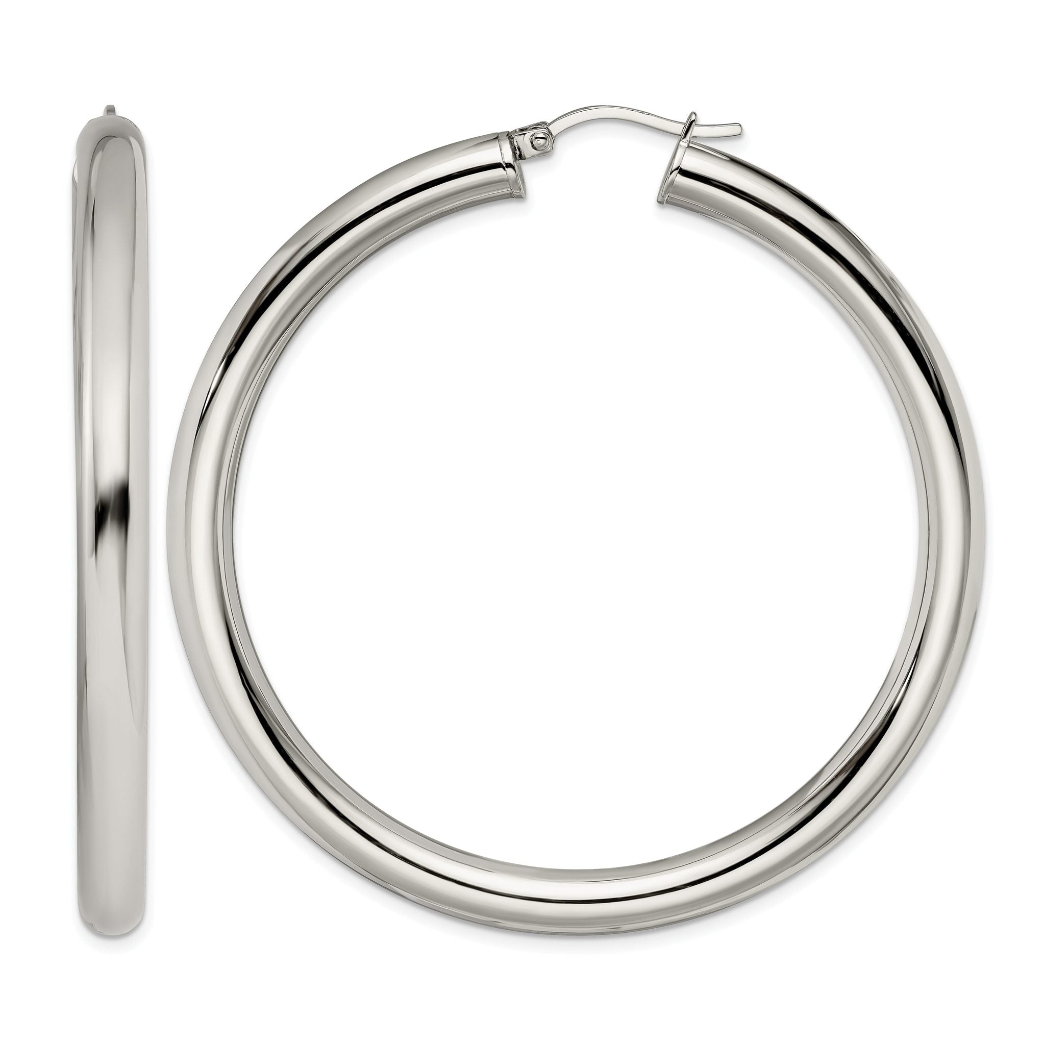 Stainless Steel Polished Hoop Earrings for Women