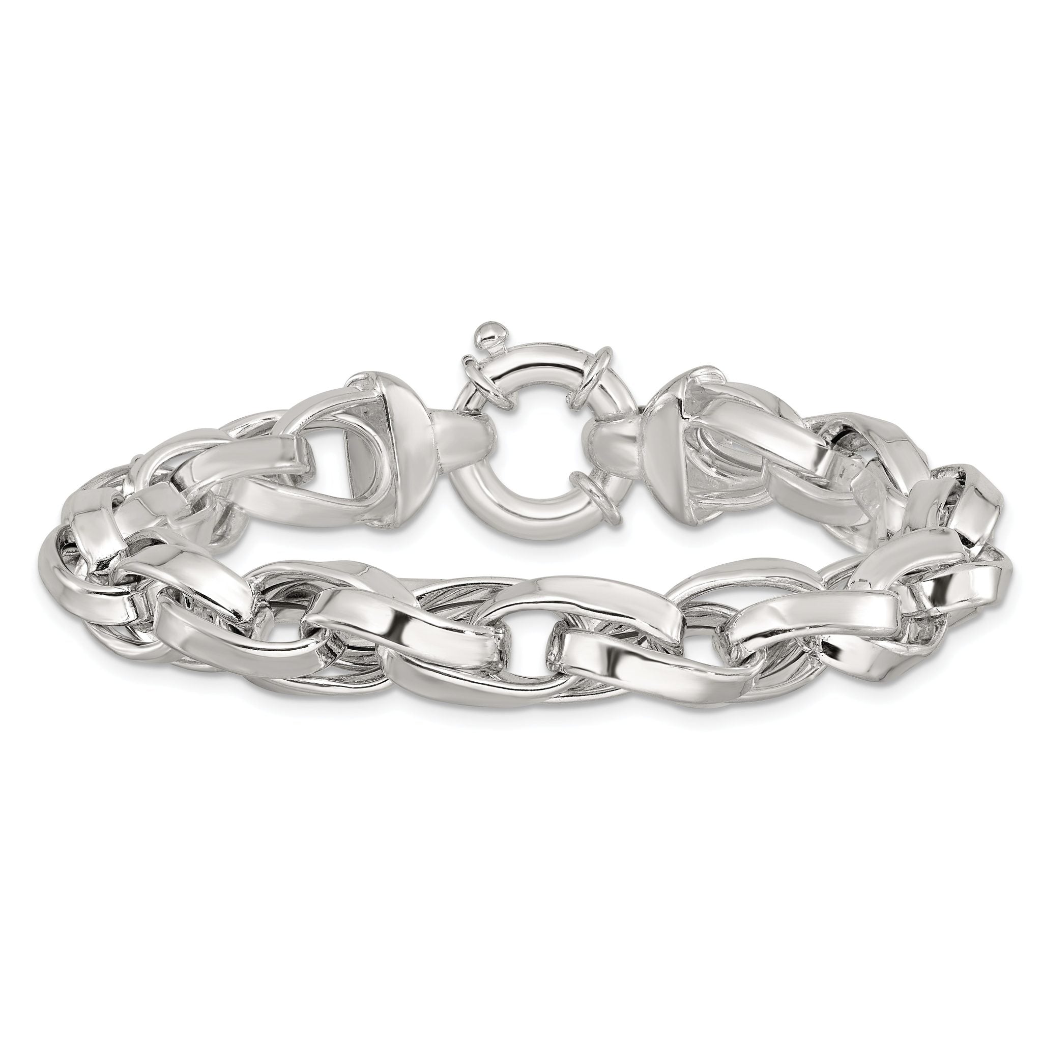 Sterling Silver Polished Double Twisted Link 7.75 inch Bracelet