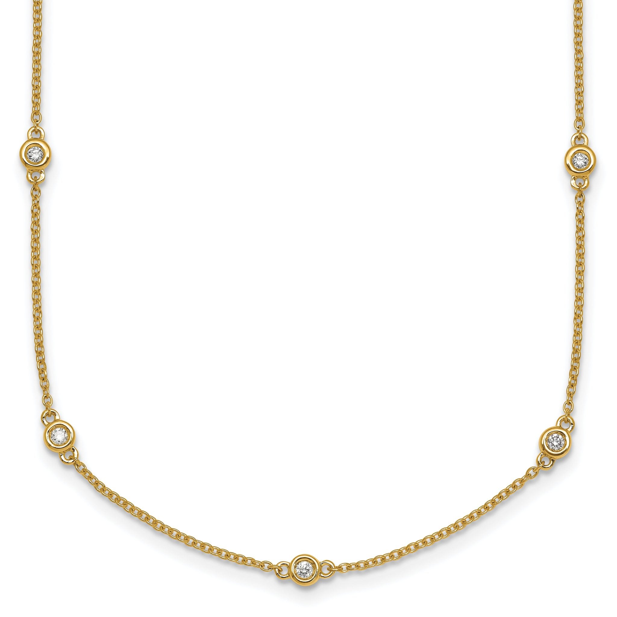 14k Complete 1/5 carat Bezel-set Diamond and Cable Chain 13-Station 16 inch Necklace Main image