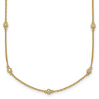 14k Complete 1/5 carat Bezel-set Diamond and Cable Chain 13-Station 16 inch Necklace