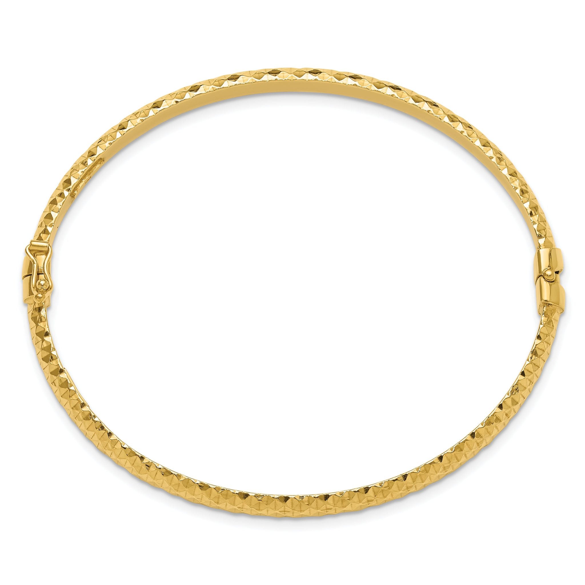 Sterling Silver Polished Gold-tone Textured Hinged Bangle Bracelet Secondary image
