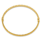 Sterling Silver Polished Gold-tone Textured Hinged Bangle Bracelet