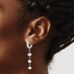 Stainless Steel Polished Pear Hinged Pearl Huggie Hoop Earrings for Women