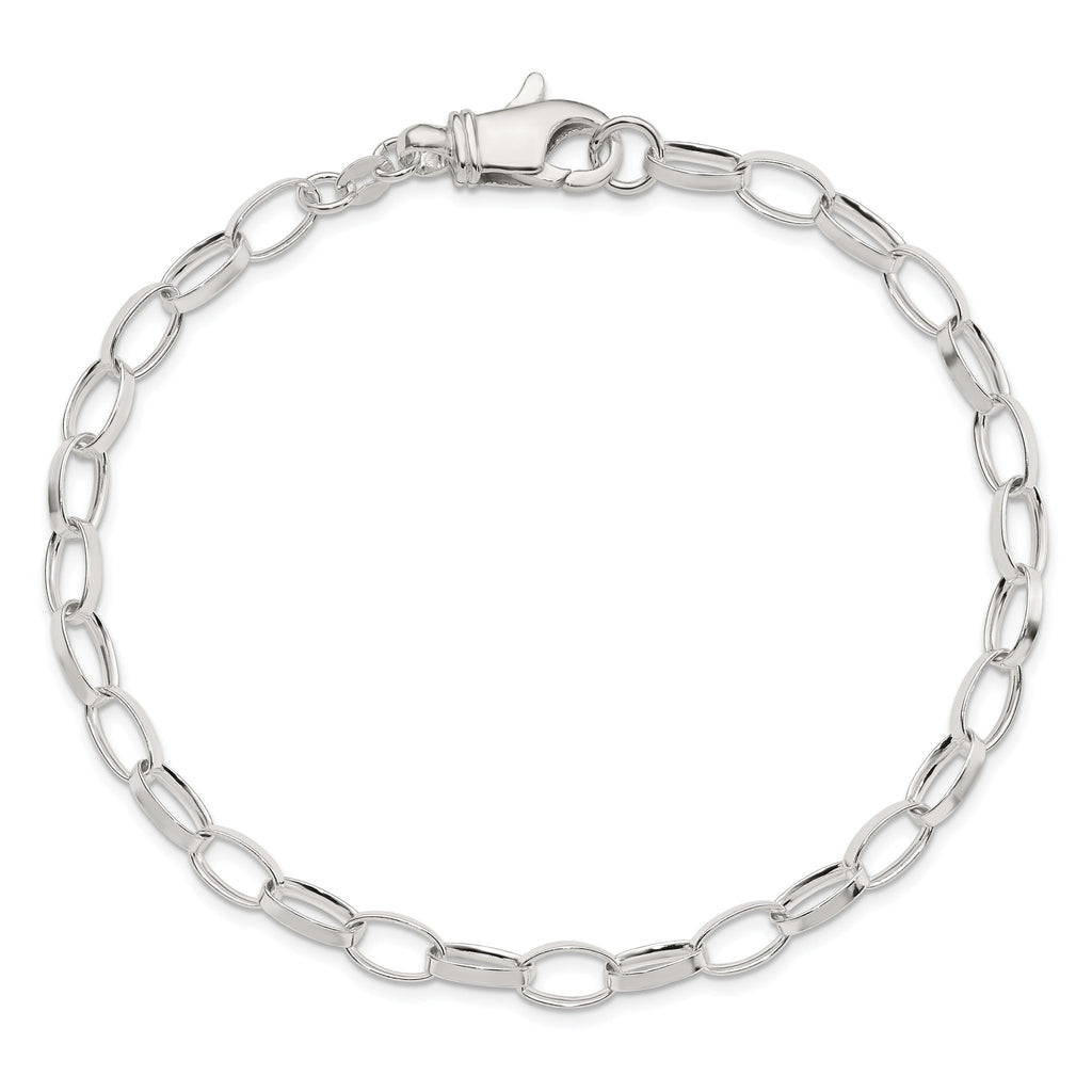 Sterling Silver 9inch Solid Polished Fancy Link Anklet