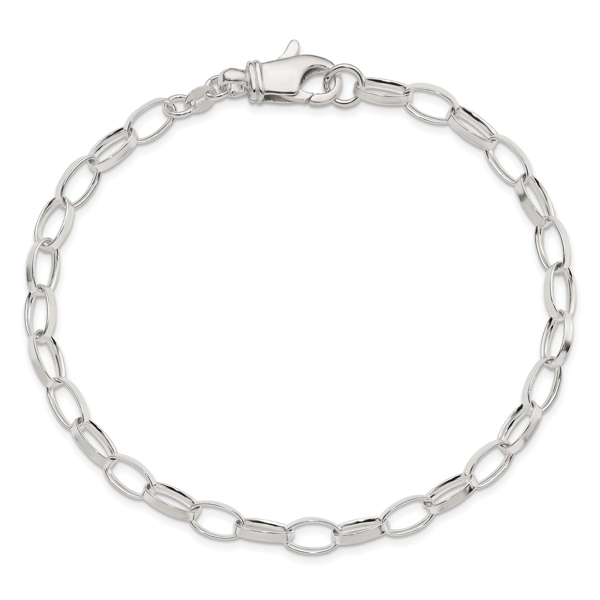 Sterling Silver 9inch Solid Polished Fancy Link Anklet