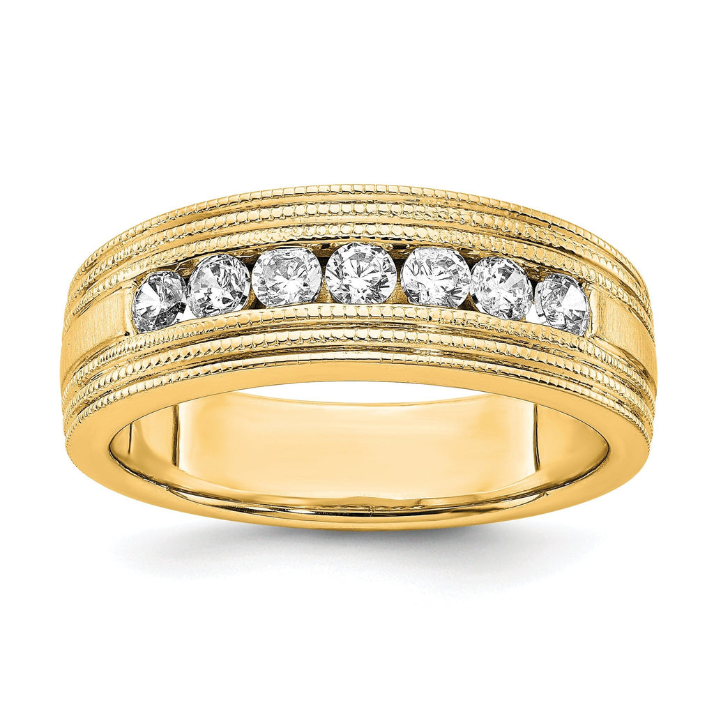 14k 5/8 carat Lab Grown Diamond VS/SI+ G+ Seven Stone Complete Men's Ring