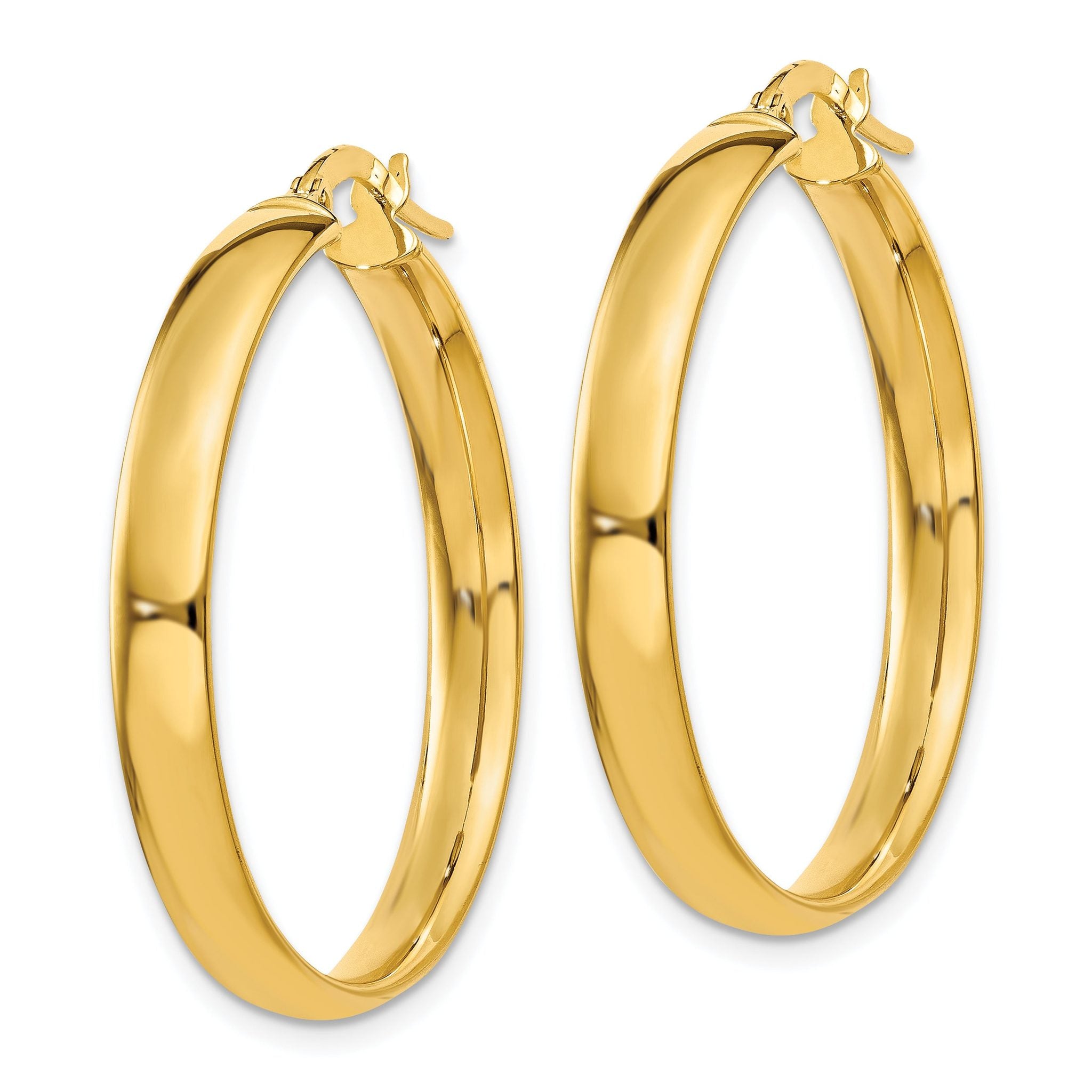 14K Gold Polished Hoop Earrings, 4x25mm Lightweight Elegance for Women Secondary image