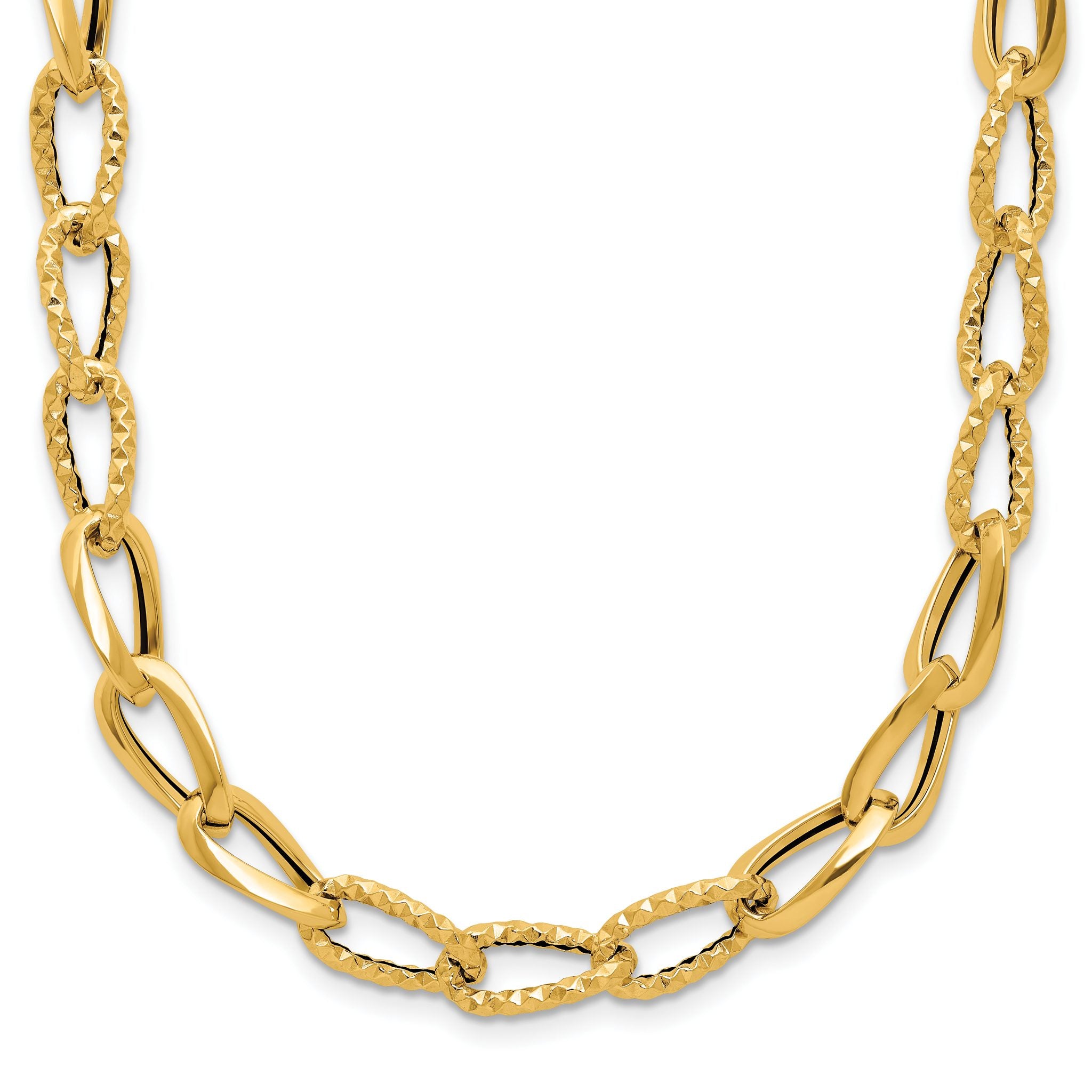 14K Polished and Diamond-cut Fancy Link Necklace Main image