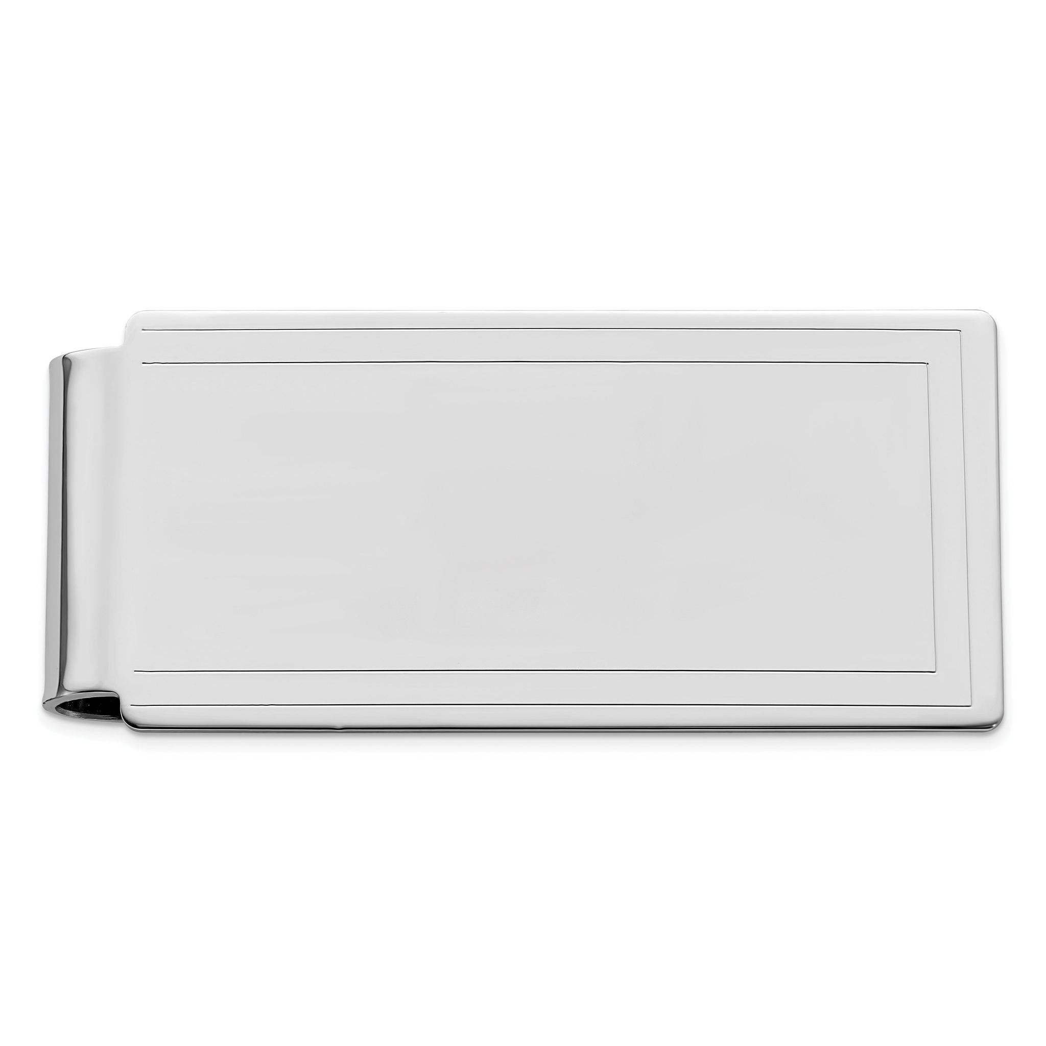 Rhodium-plated Kelly Waters Engraved Edge Plain Hinged Money Clip Main image