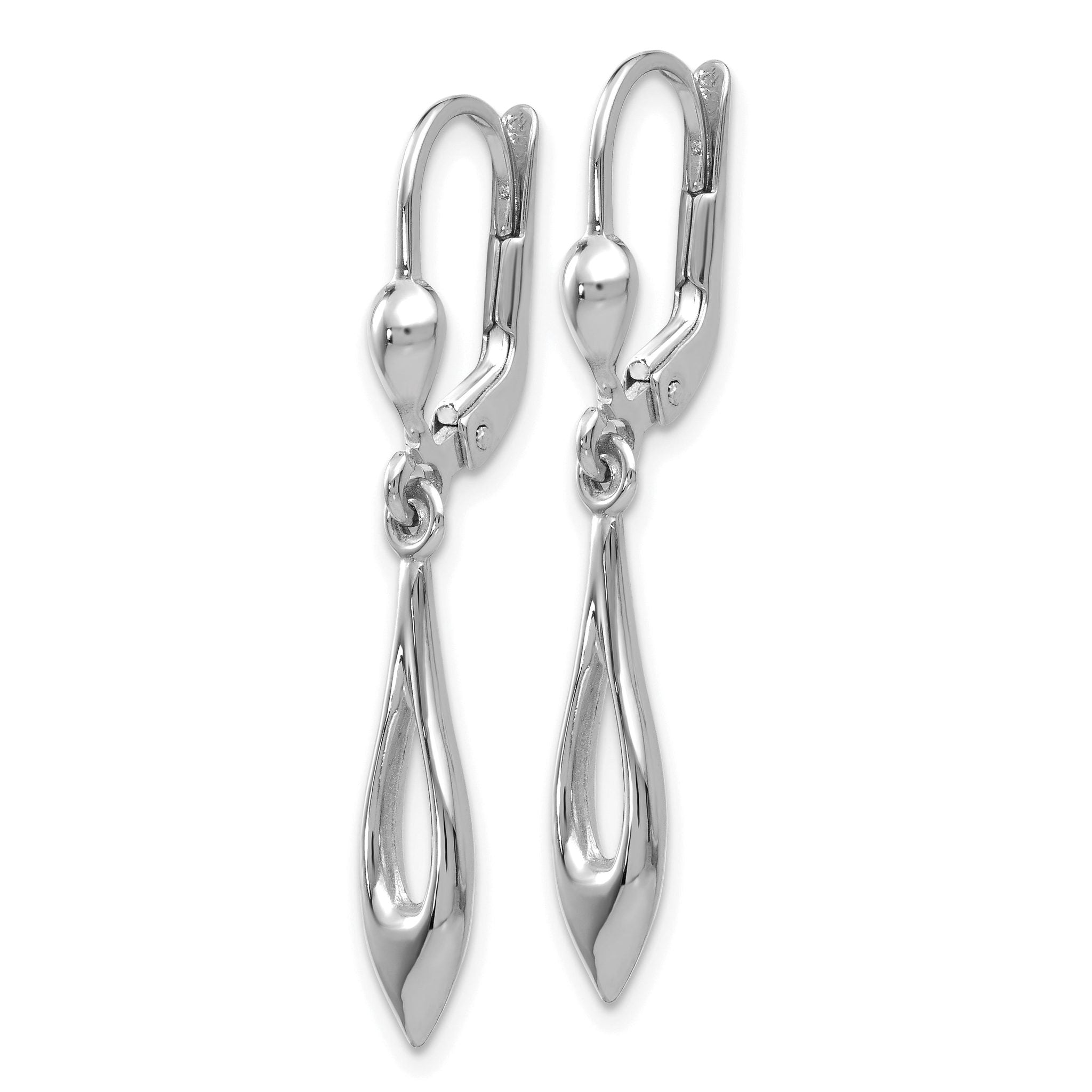 14K White Gold Polished Dangle Leverback Earrings Secondary image