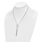 Sterling Silver Rhod- pl Multi-strand Tassel w/ 2in ext Necklace