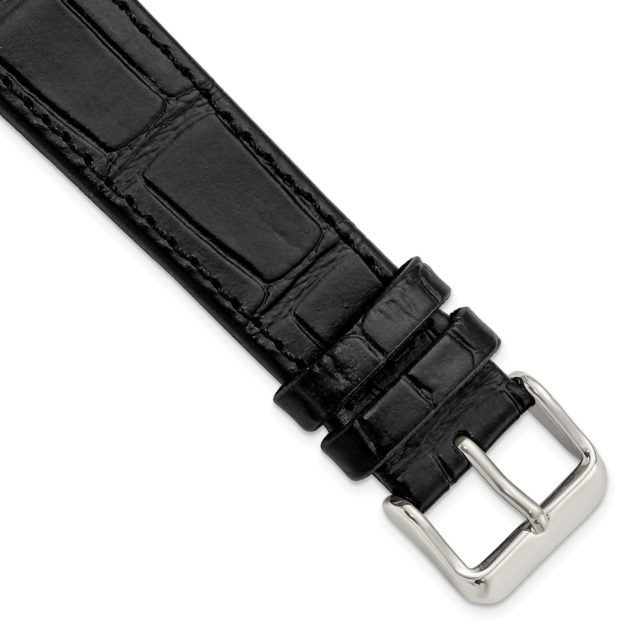 for Apple 38/40mm Smart Watch Black Gator Grain Calfskin Leather with Black Adapters and Stainless Steel Buckle 7.5 inch Watch Band Main image