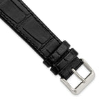for Apple 38/40mm Smart Watch Black Gator Grain Calfskin Leather with Black Adapters and Stainless Steel Buckle 7.5 inch Watch Band