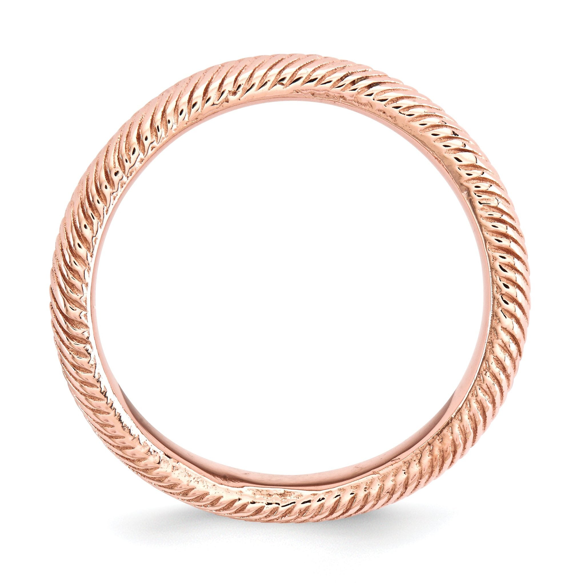 Rose-Tone Wave Stackable Ring in Sterling Silver Secondary image