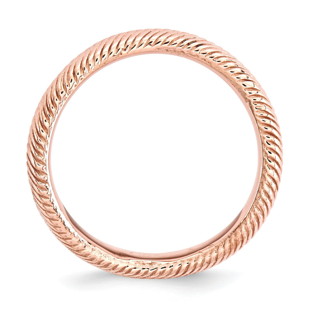 Rose-Tone Wave Stackable Ring in Sterling Silver