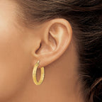 14K Polished and Diamond-cut Inside and Out Fancy Hoop Earrings