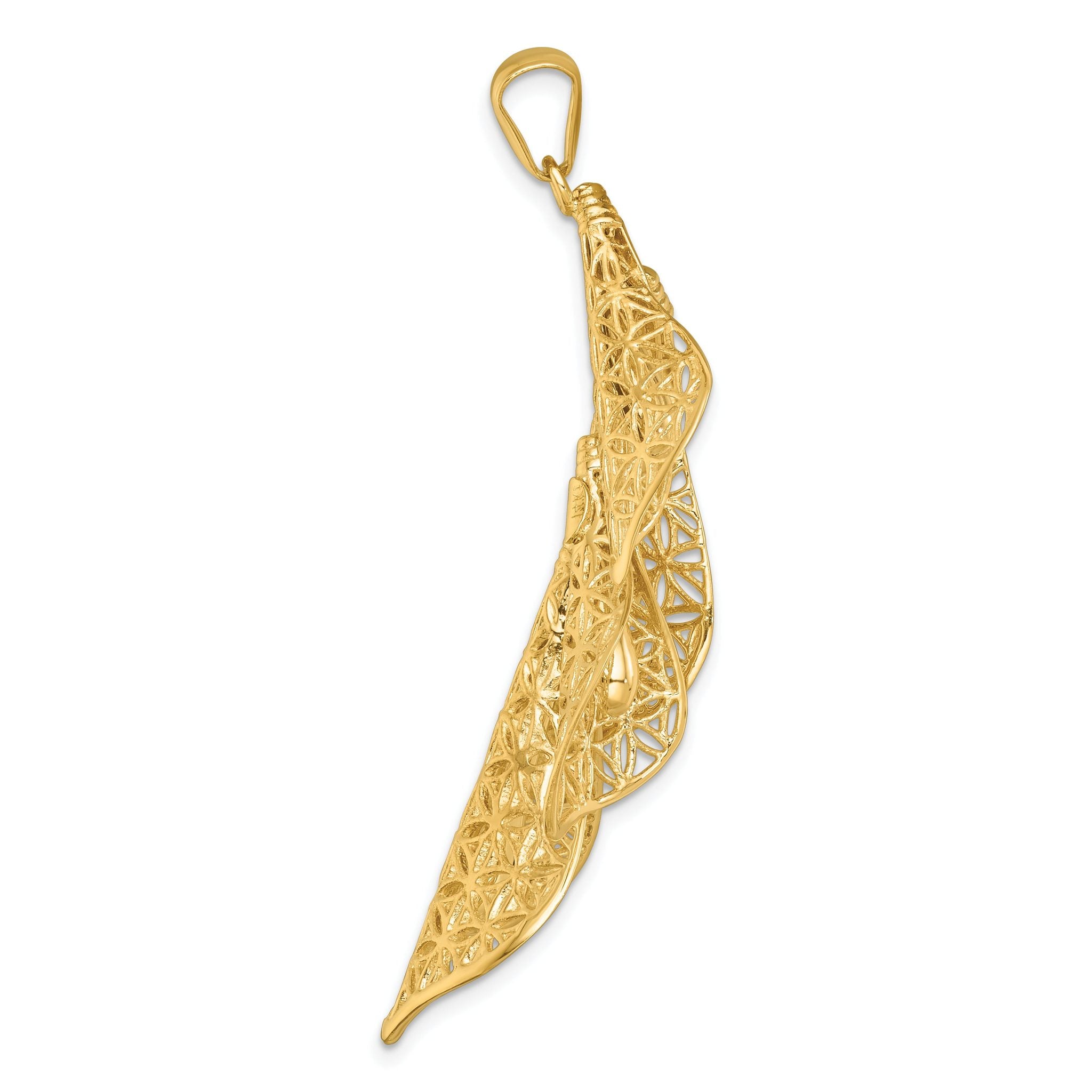14k Polished Filigree Calla Lily Flower Pendant Secondary image