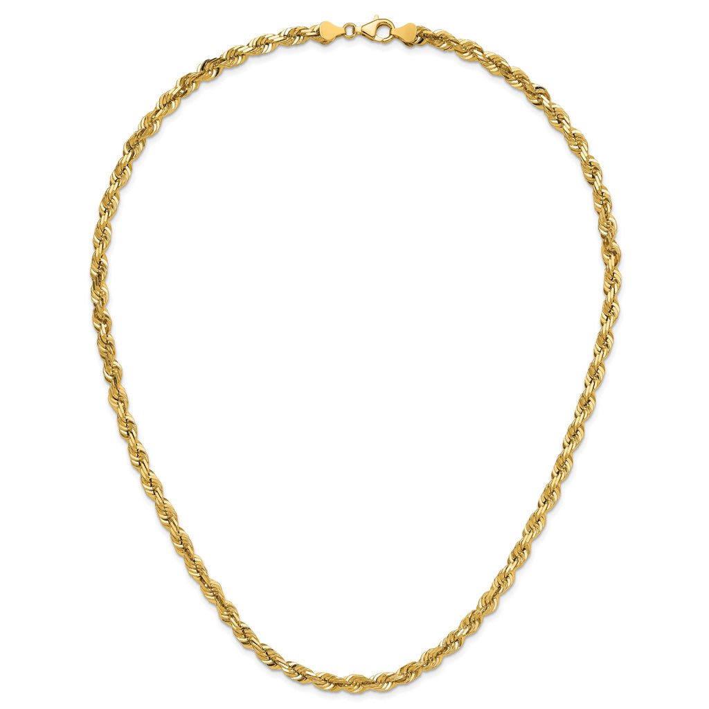 14K 7 inch 5.5mm Diamond-cut Rope with Fancy Lobster Clasp Chain