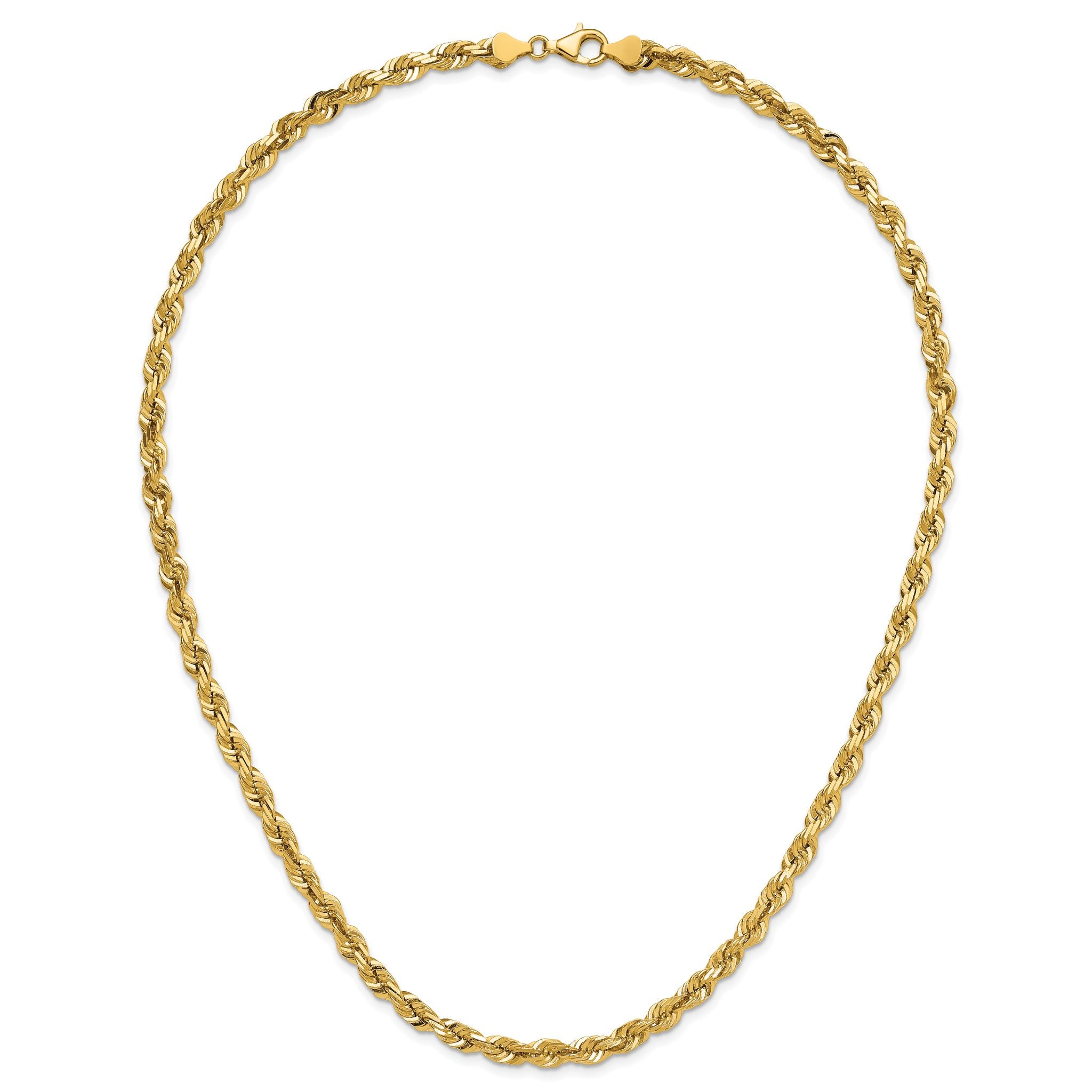 14K 7 inch 5.5mm Diamond-cut Rope with Fancy Lobster Clasp Chain