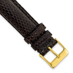 10mm Long Black Genuine Lizard Leather with Gold-tone Buckle 7.75 inch Watch Band