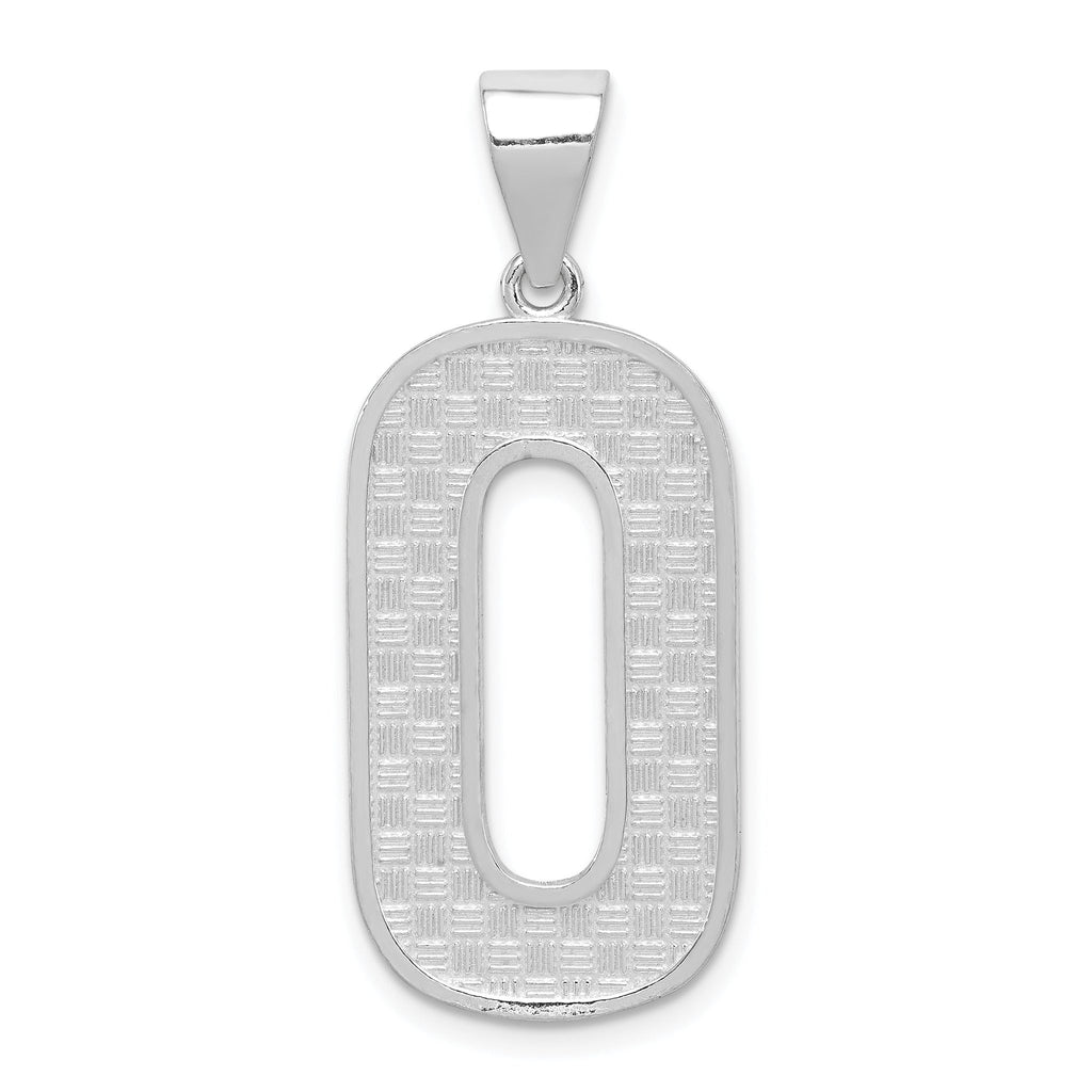 Sterling Silver 925 O Initial Pendant with Rhodium-Plated Finish Large Solid Design