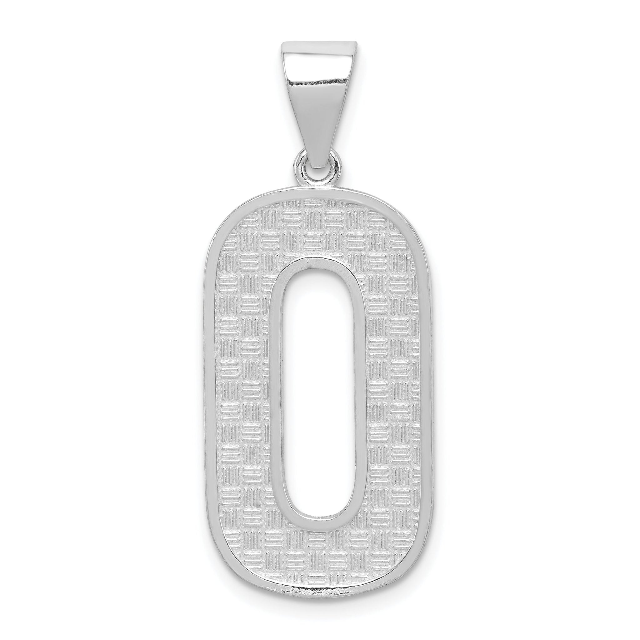 Sterling Silver 925 O Initial Pendant with Rhodium-Plated Finish Large Solid Design