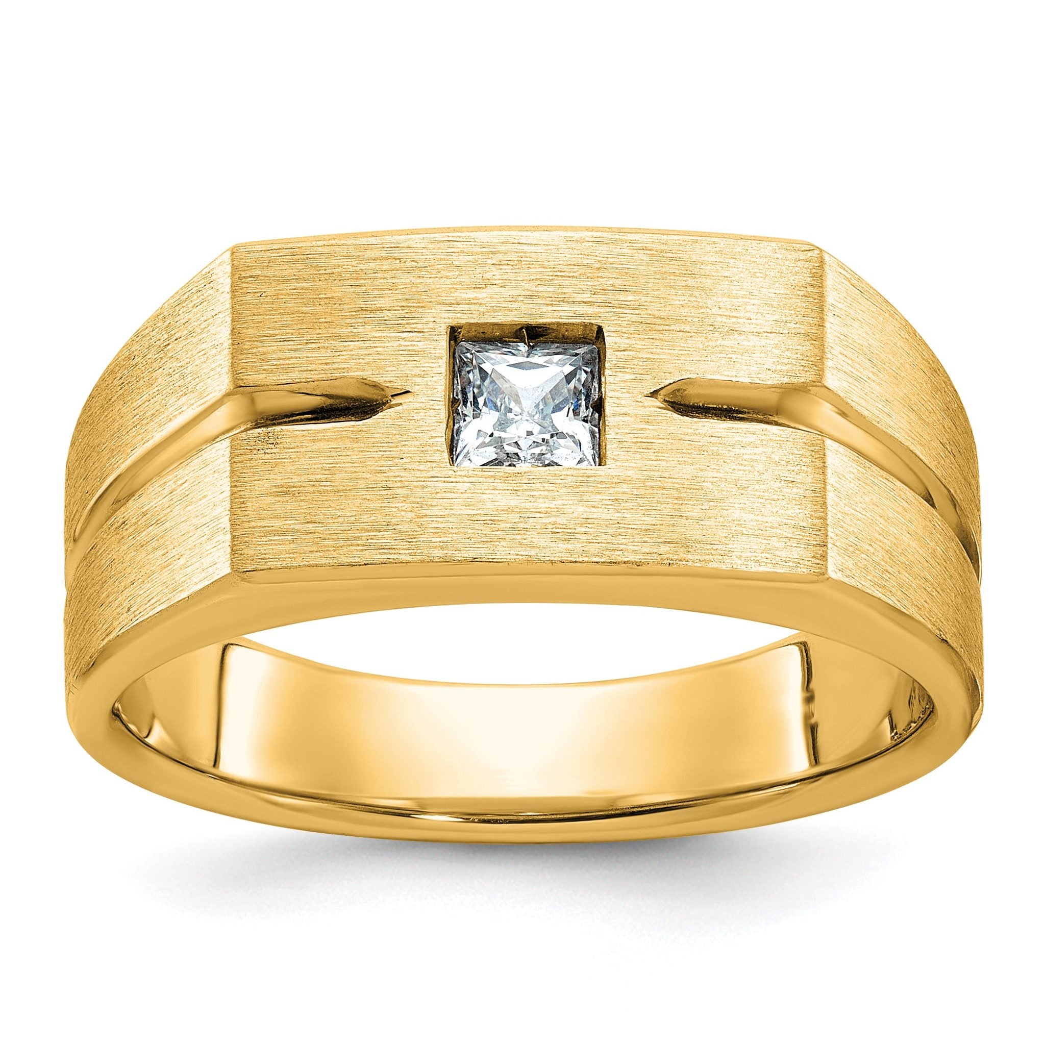 10k Men's Polished and Satin Diamond Complete Ring