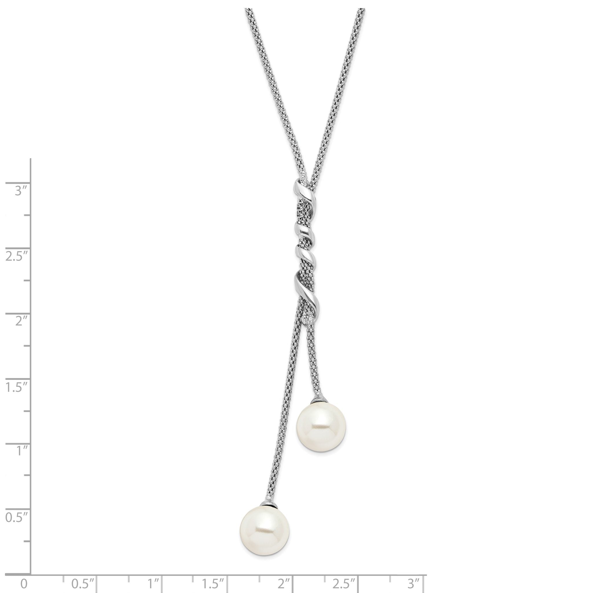 Majestik Sterling Silver Rhodium-Plated Beaded Necklace with Shell Pearls Secondary image