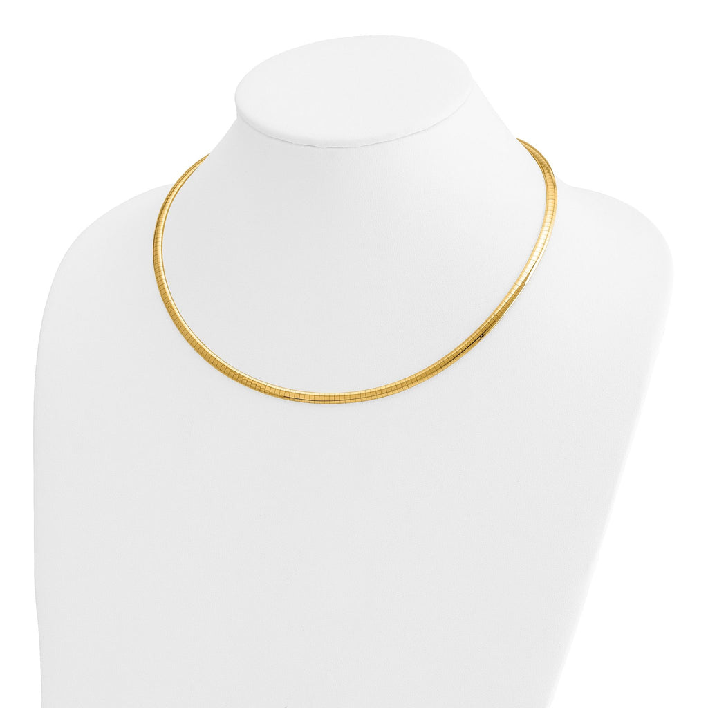 14k Polished 4mm Standard Weight 18 inch Domed Omega Necklace